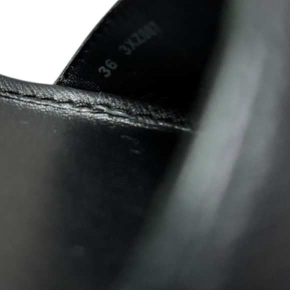 PRADA - SIZE 36EU / 6 US - BLACK LEATHER PLATFORM WEDGE ANKLE SANDALS - S6 - Picture 9 of 14